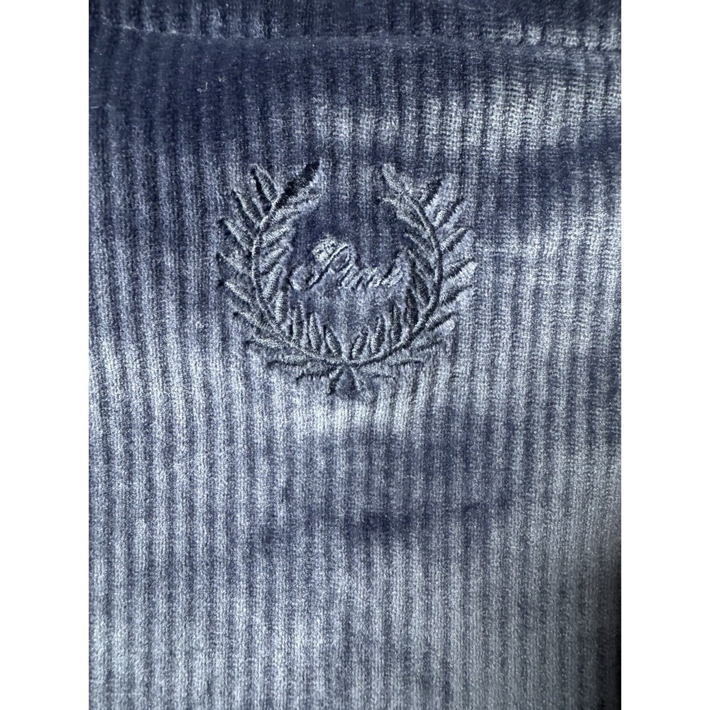 Women's Blue Solid Tote Bag White/Blue Striped Canvas Double Handles - Picture 2 of 9